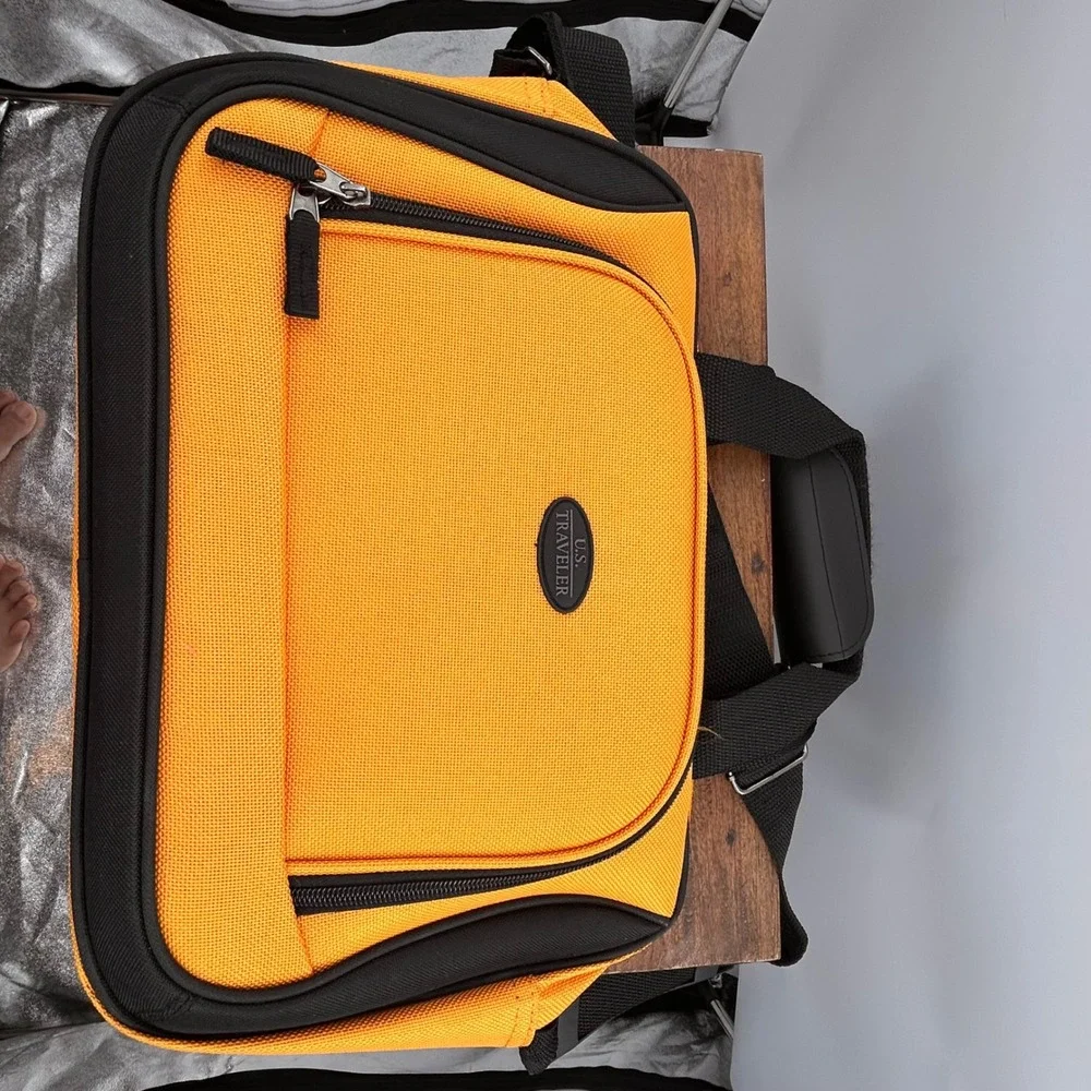 U.S. Traveler Carry On Flight Bag Orange Black Personal Item Travel Tote